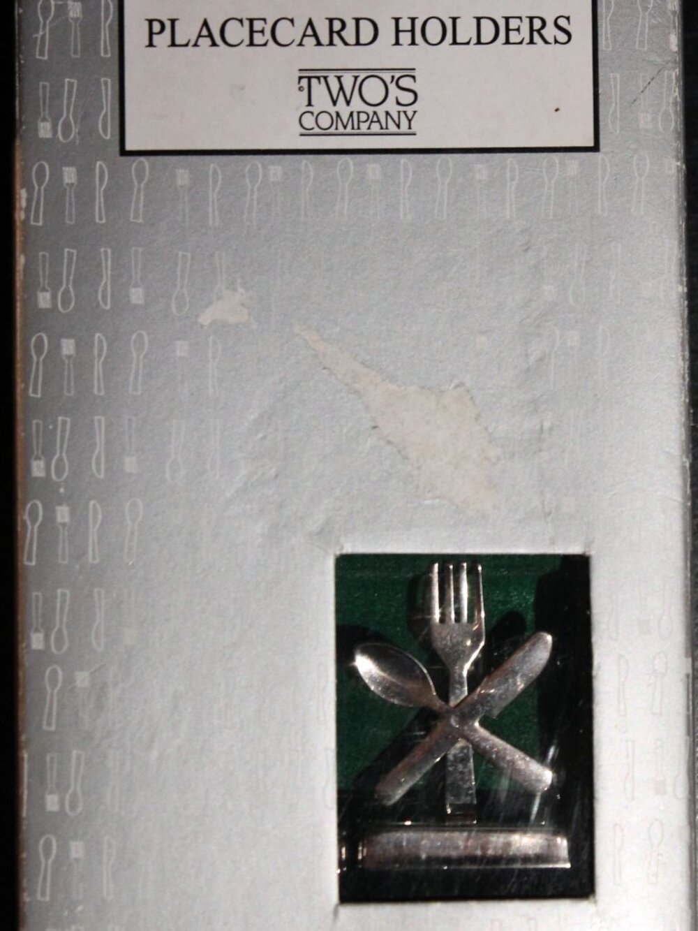 [TWO'S COMPANY] Silverplated Placecard Holders Crossed Fork Spoon Knife (4pc)